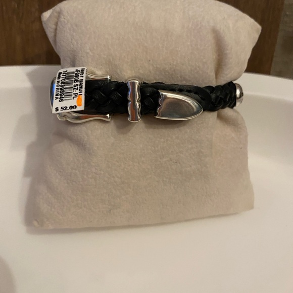 Brighton Daisy Bandit Black Leather Bracelet with Silver coated accents - Picture 2 of 4